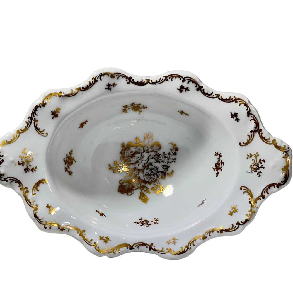 Pate de Limoges Hand Painted Porcelain Gold Dish Made in France Victorian Gold